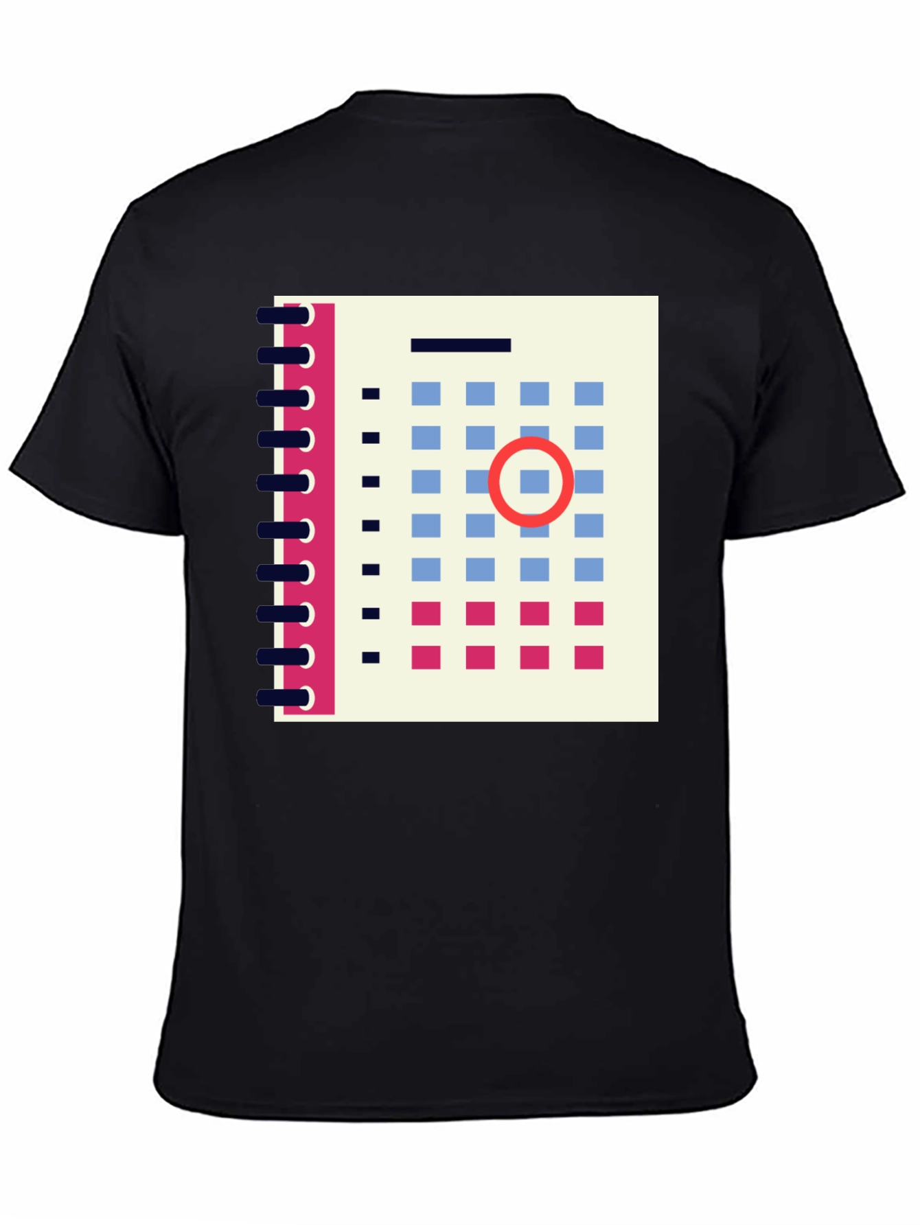 Abstract Calendar Graphic Tee - Stylish Mens Black T-Shirt