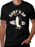 Surfs Up Penguin Graphic T-Shirt