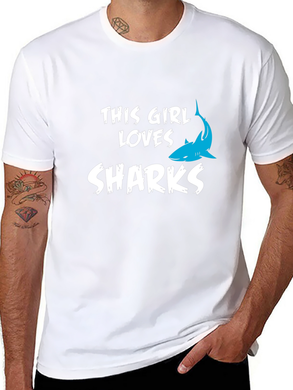 This Girl Loves Sharks Black T-Shirt