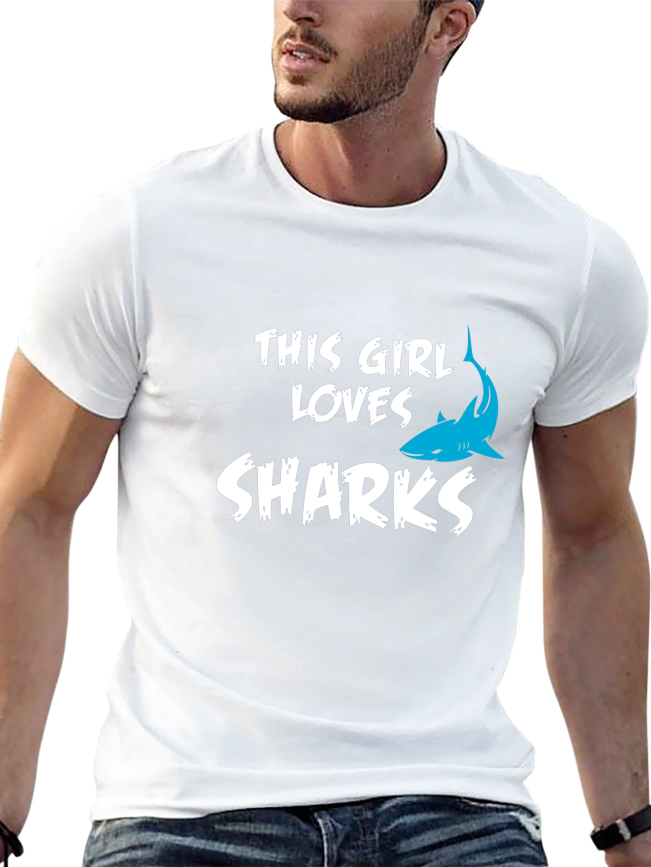This Girl Loves Sharks Black T-Shirt
