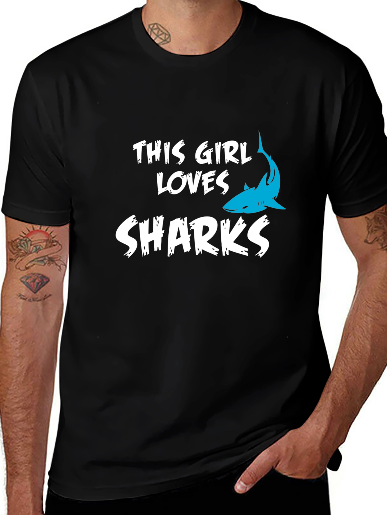 This Girl Loves Sharks Black T-Shirt
