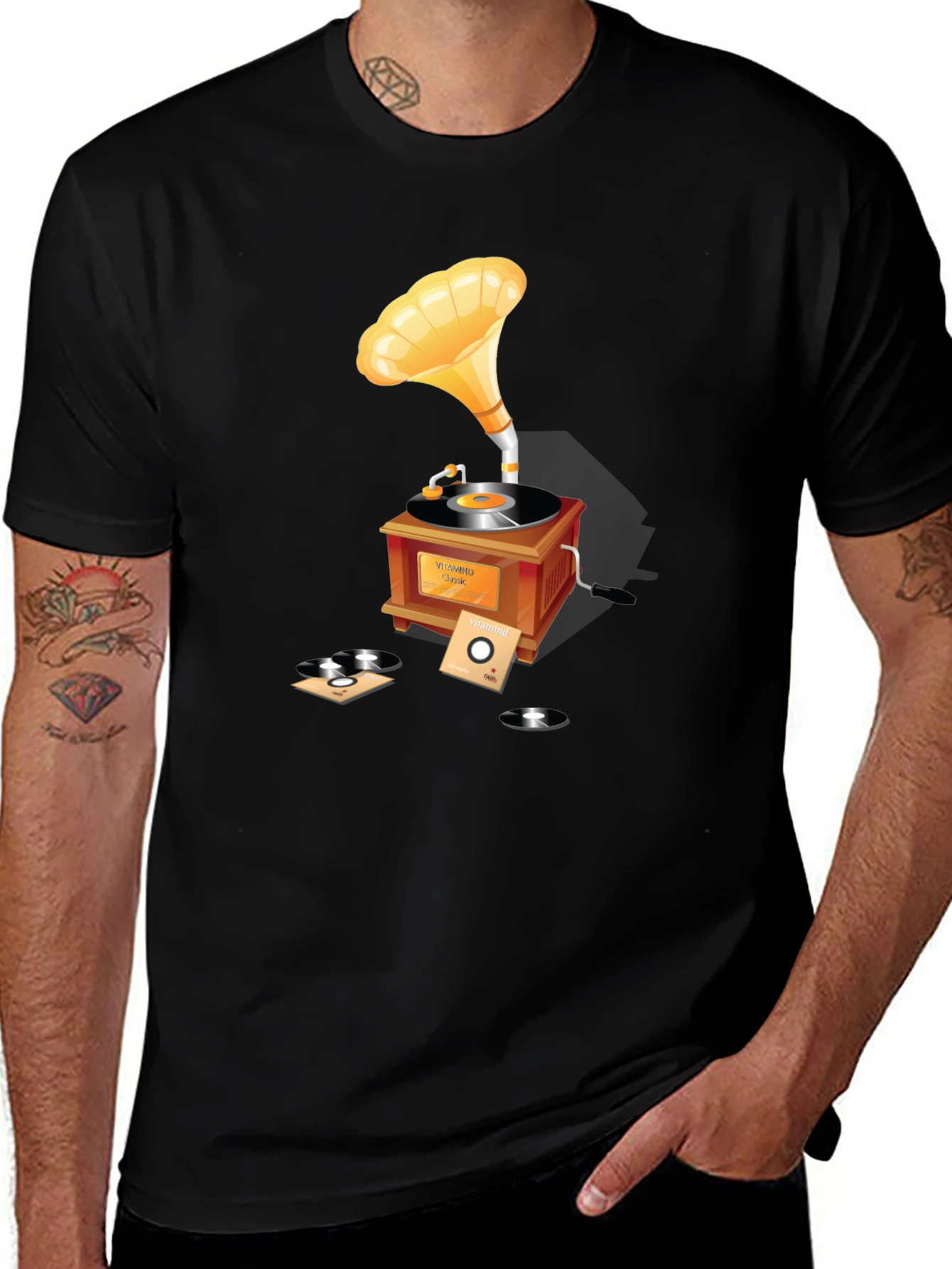 Vintage Gramophone T-Shirt - Classic Music Lover Tee