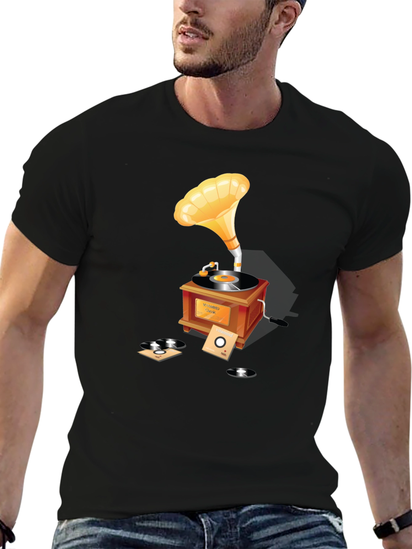 Vintage Gramophone T-Shirt - Classic Music Lover Tee