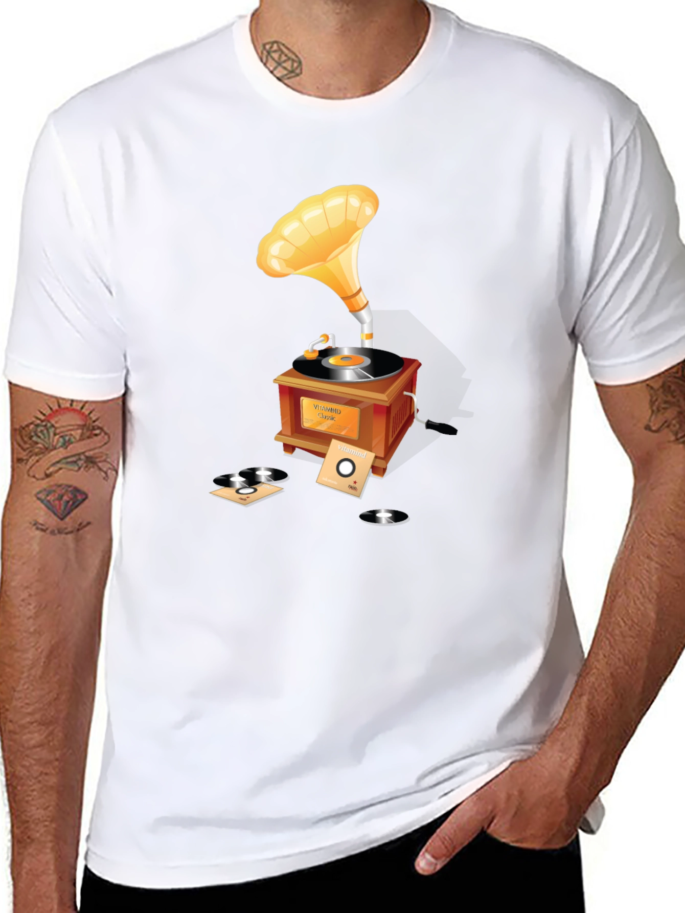 Vintage Gramophone T-Shirt - Classic Music Lover Tee
