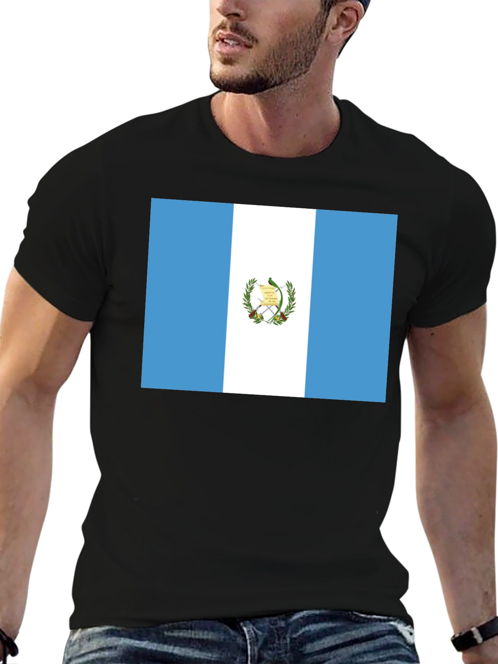 Guatemala Flag T-Shirt - Black Cotton Tee