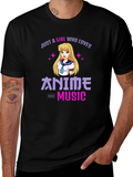 Anime and Music Lover Graphic T-Shirt