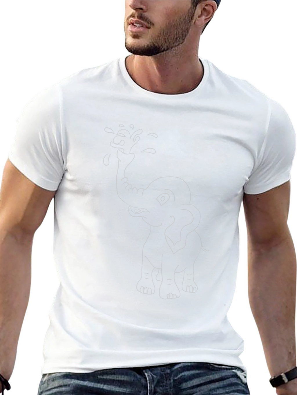 Elephant Water Spray Black T-Shirt