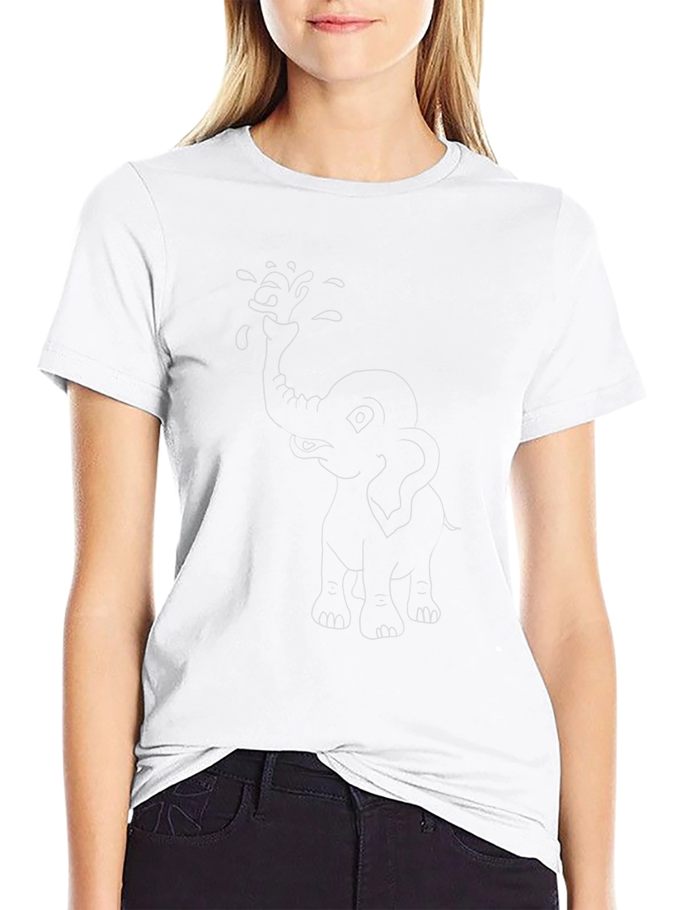 Elephant Water Spray Black T-Shirt