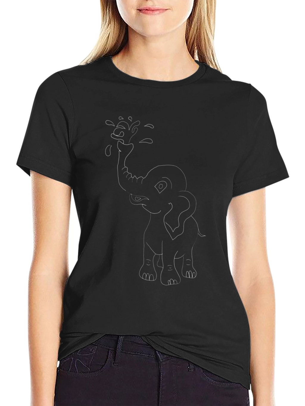 Elephant Water Spray Black T-Shirt
