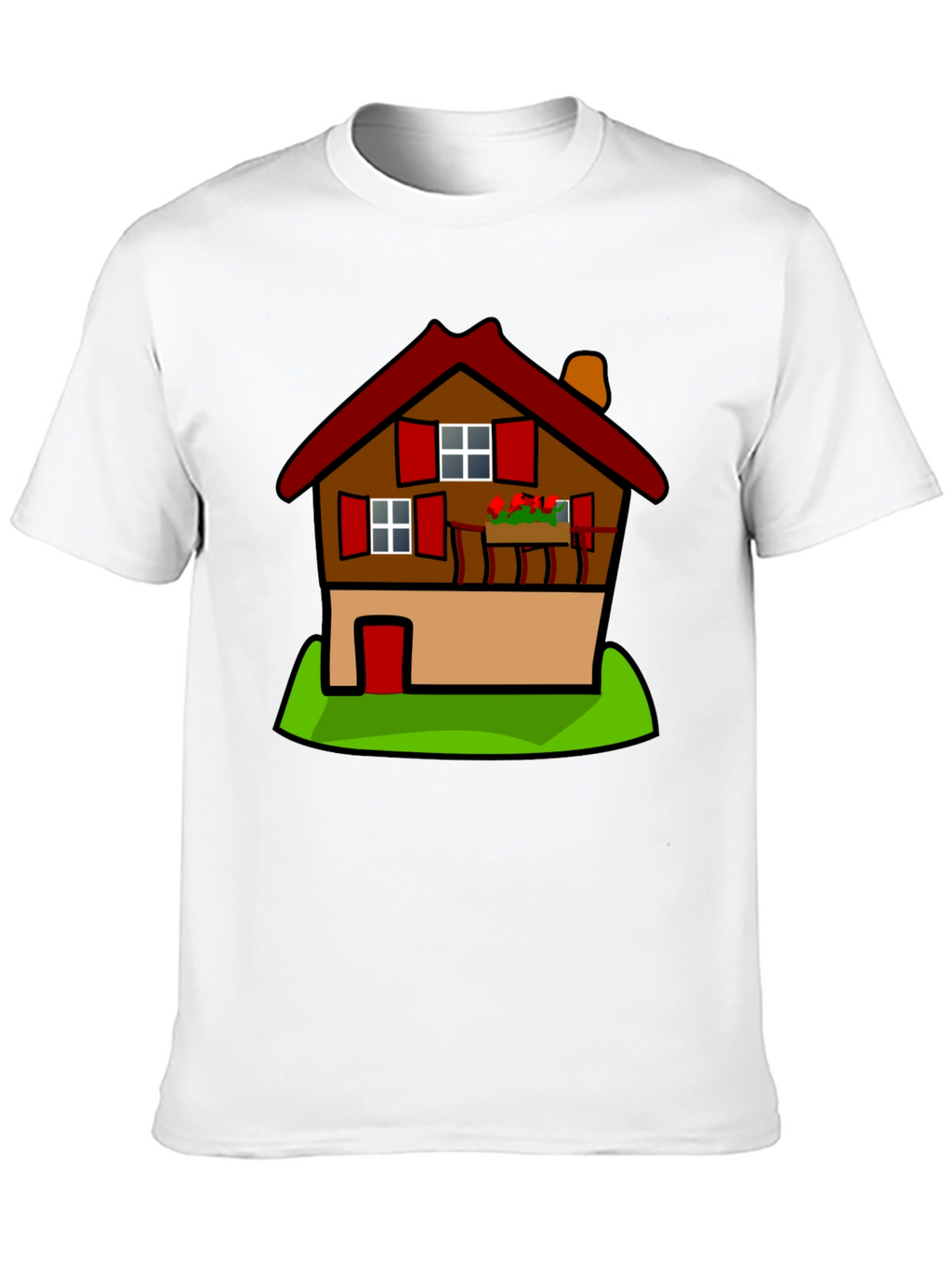 Cartoon House T-Shirt - Black Cotton Tee