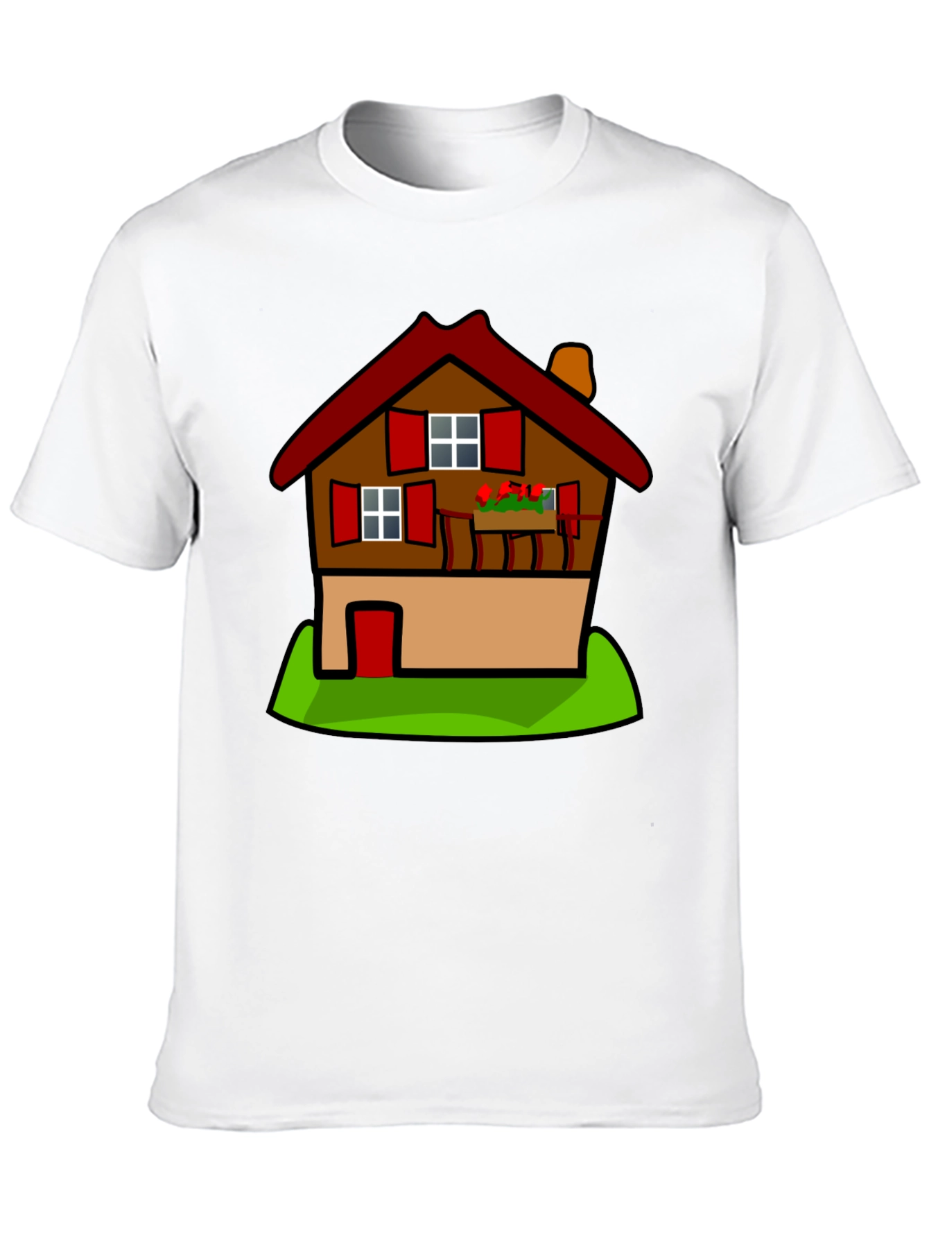 Cartoon House T-Shirt - Black Cotton Tee