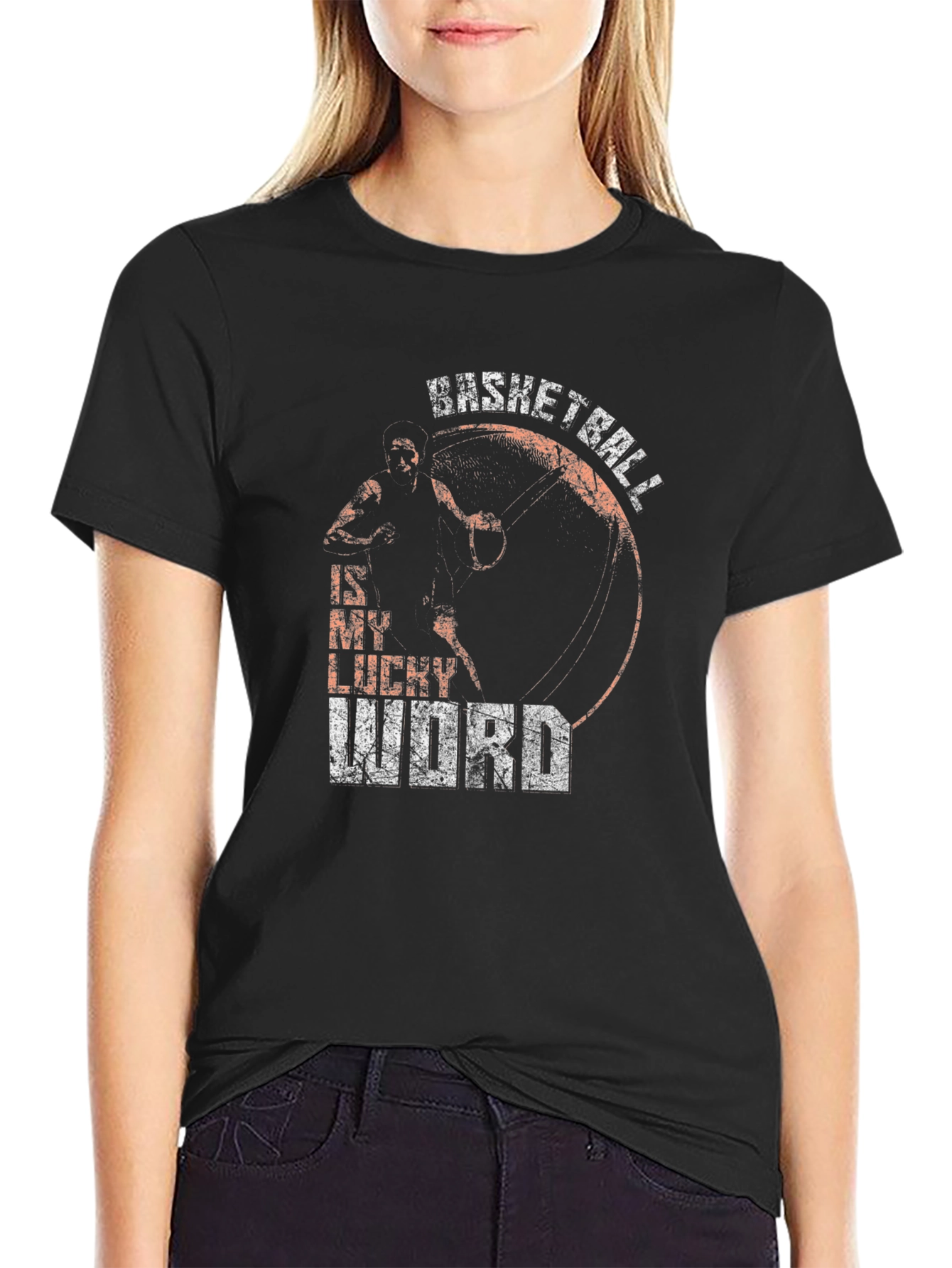 Basketball Is My Lucky Word Graphic T-Shirt