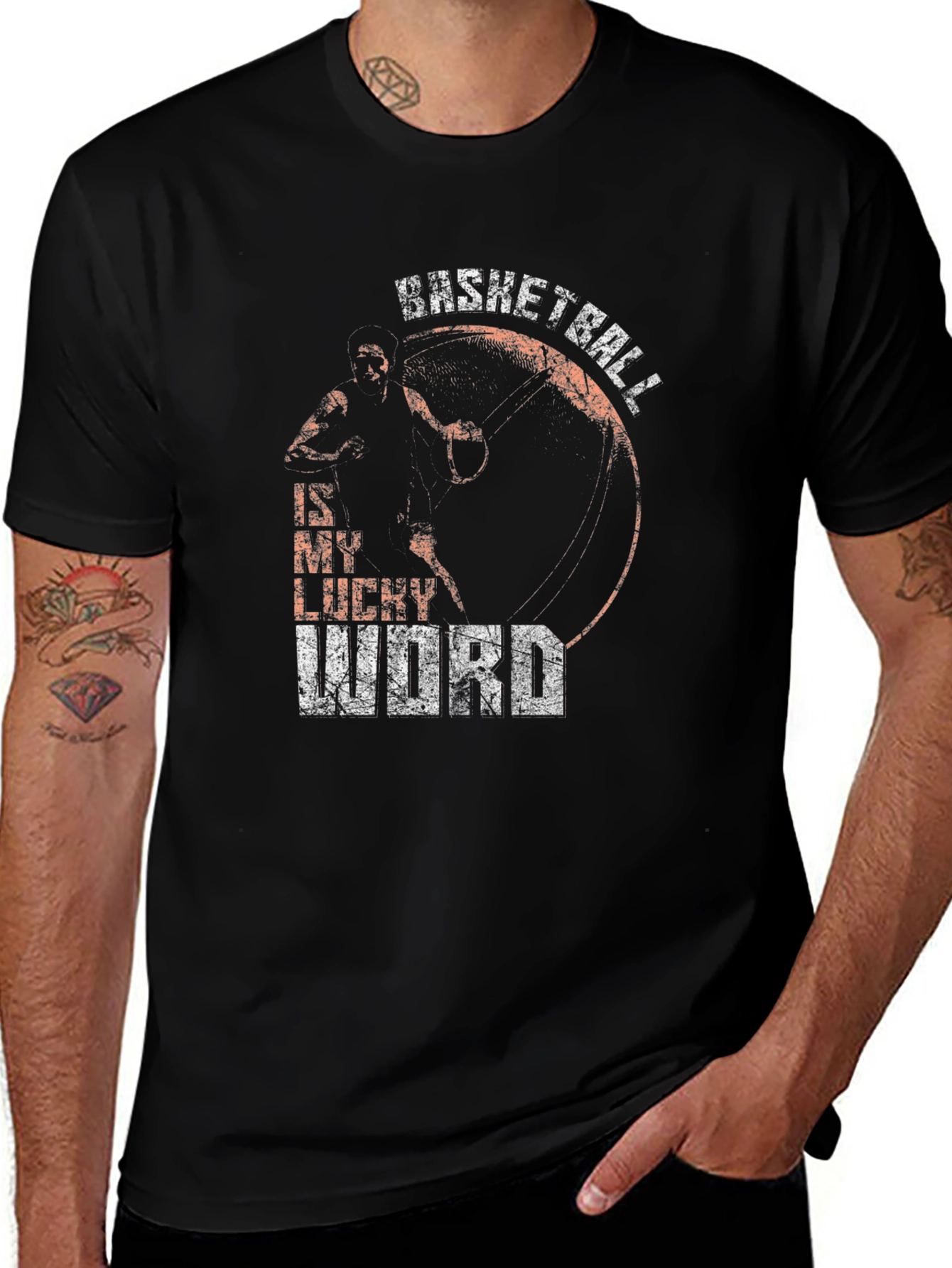 Basketball Is My Lucky Word Graphic T-Shirt