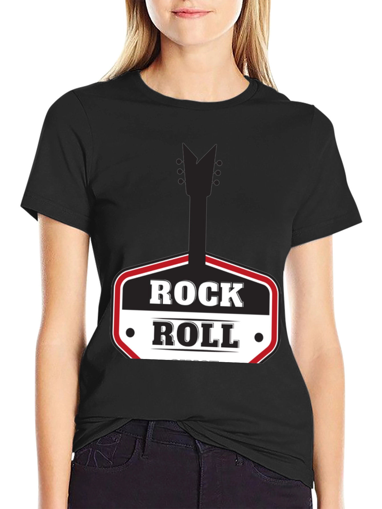 Rock and Roll Graphic Tee - Black Casual T-Shirt