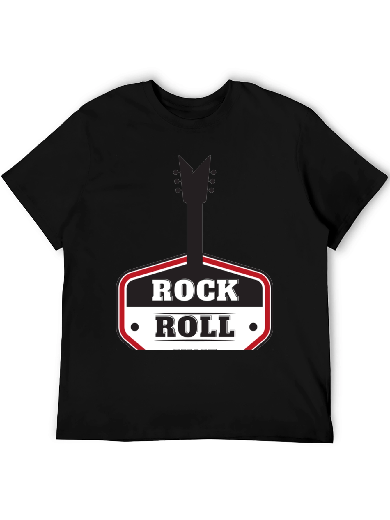 Rock and Roll Graphic Tee - Black Casual T-Shirt