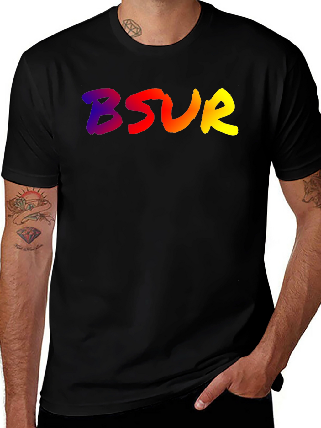 BSUR Gradient Graphic Black Tee