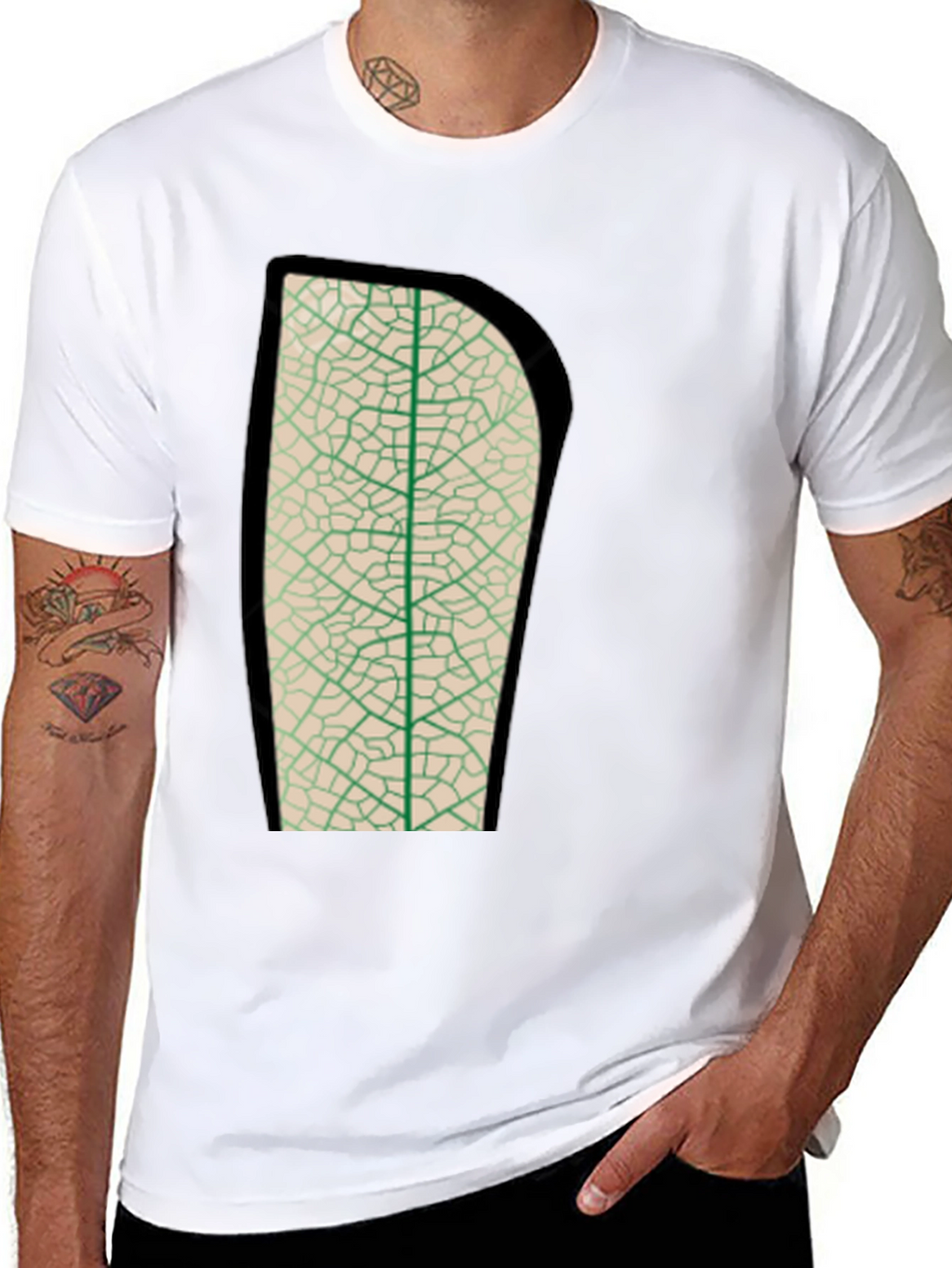 Leaf Vein Graphic Tee - Nature Inspired Print Shirt