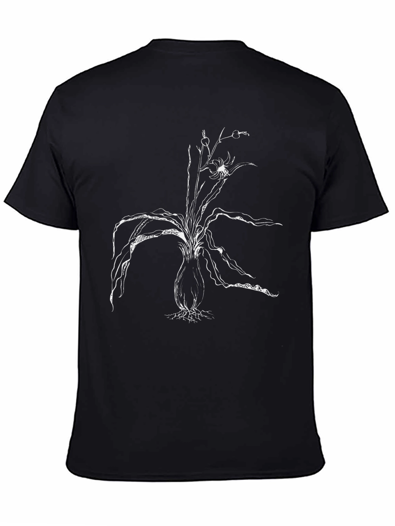 Abstract Plant Print Black T-Shirt