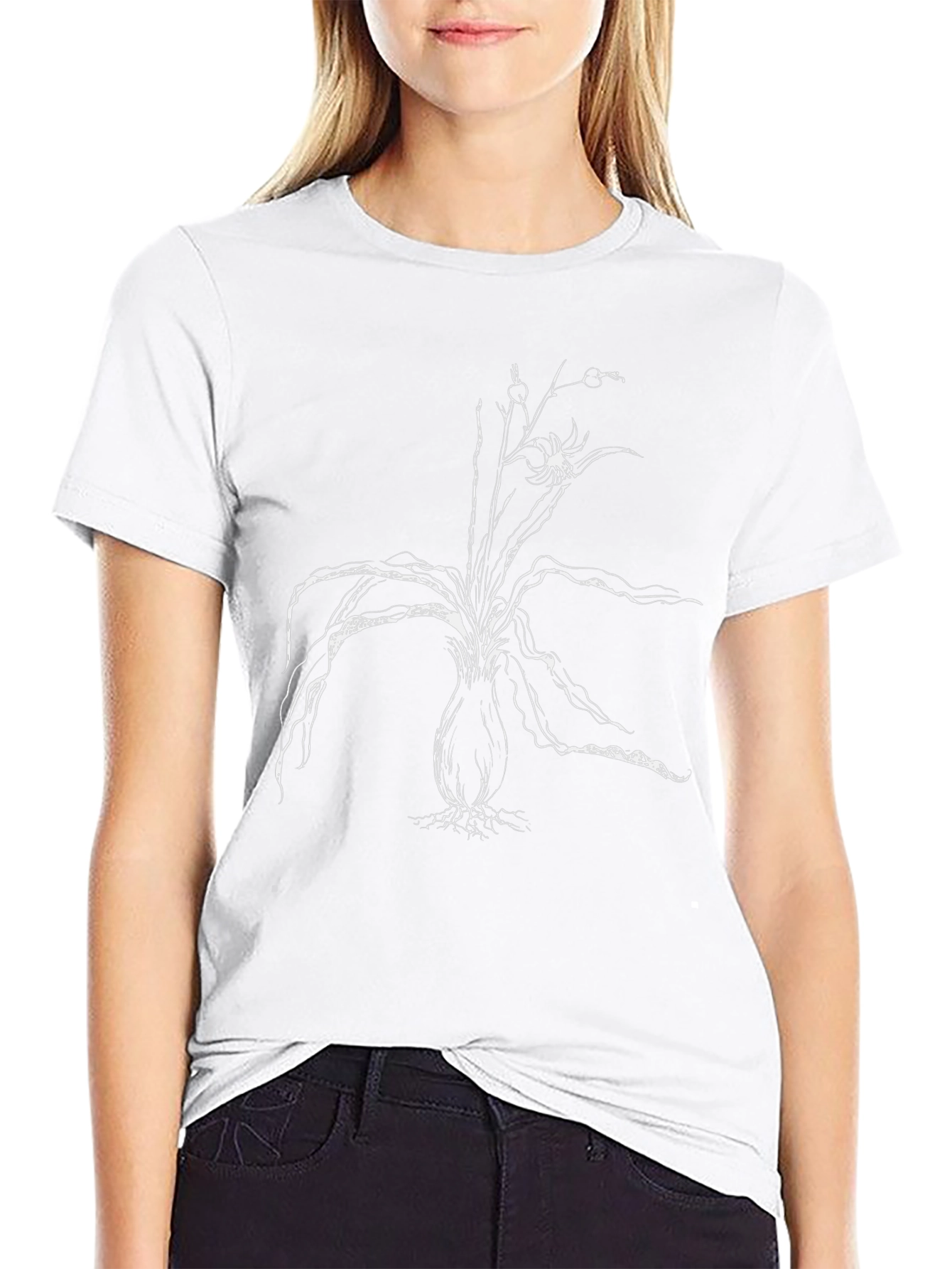 Abstract Plant Print Black T-Shirt