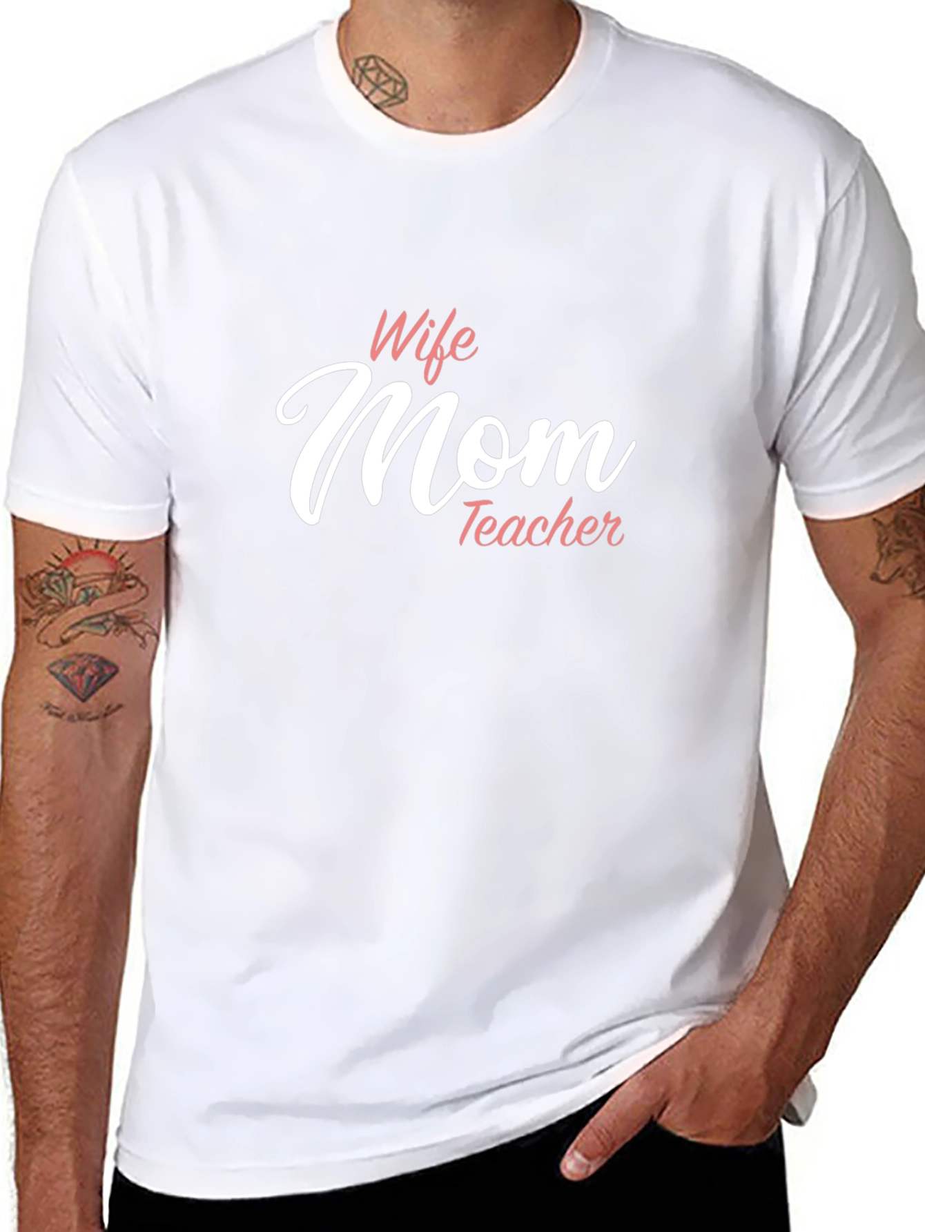 Wife Mom Teacher Graphic Tee - Black