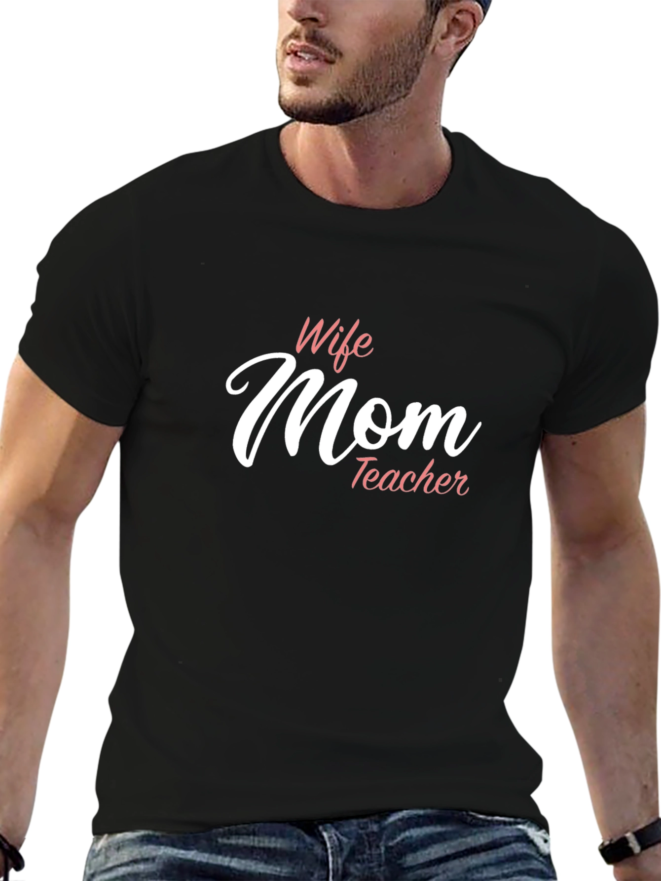 Wife Mom Teacher Graphic Tee - Black