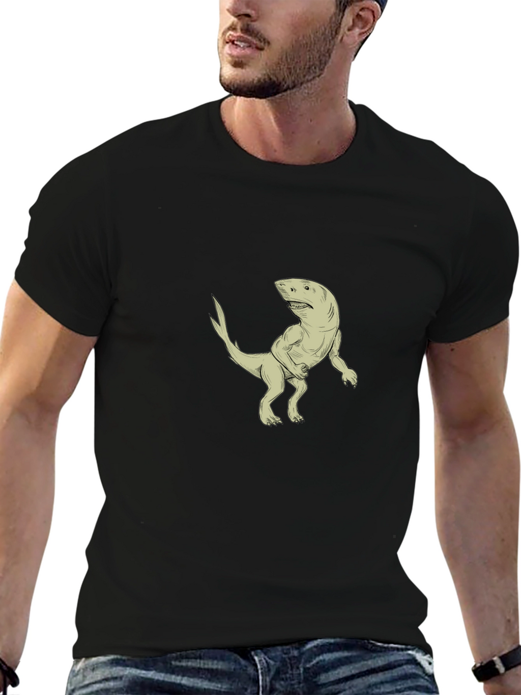Shark-Rex Hybrid Graphic T-Shirt - Black