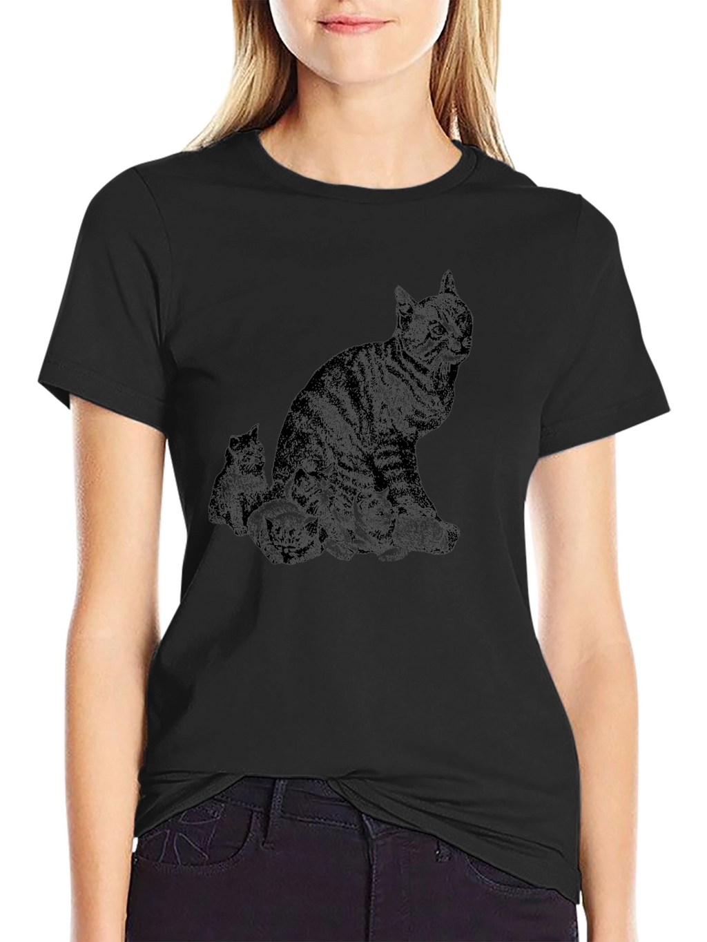 Black Cat & Kittens Graphic T-Shirt