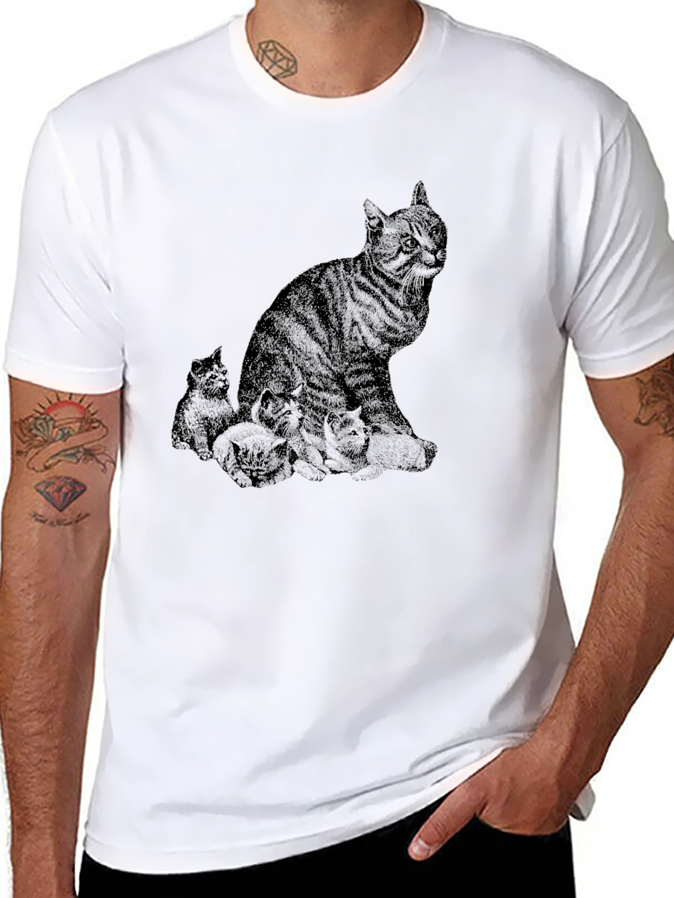 Black Cat & Kittens Graphic T-Shirt