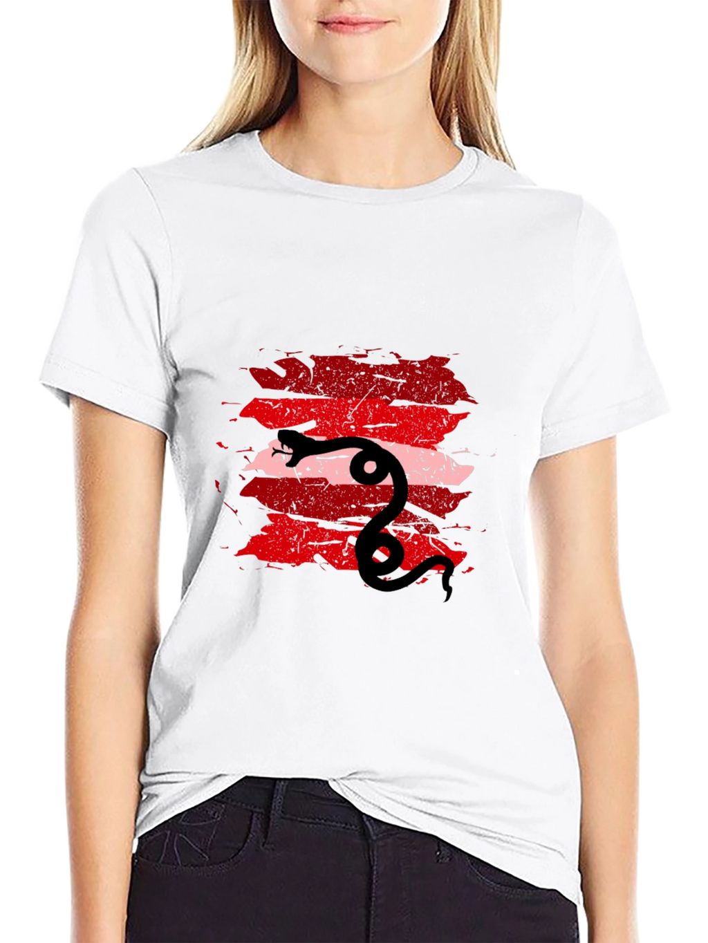 Mens Black Tee with Snake Graphic