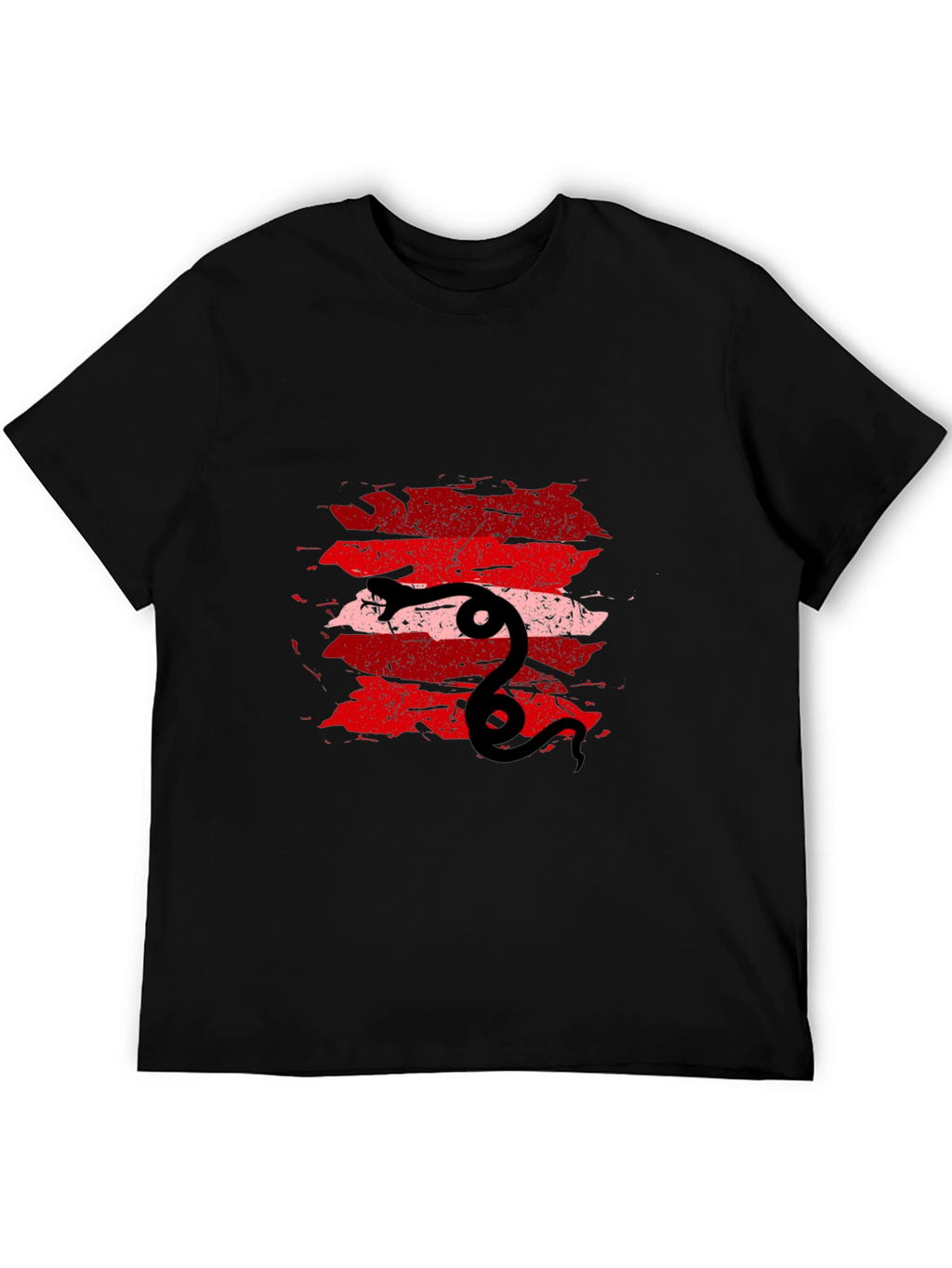 Mens Black Tee with Snake Graphic