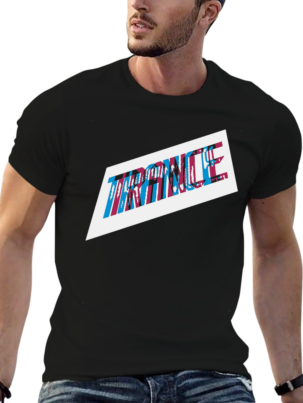 Trance Graphic Print Mens Black T-Shirt