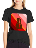 Abstract Cello Graphic Tee - Black