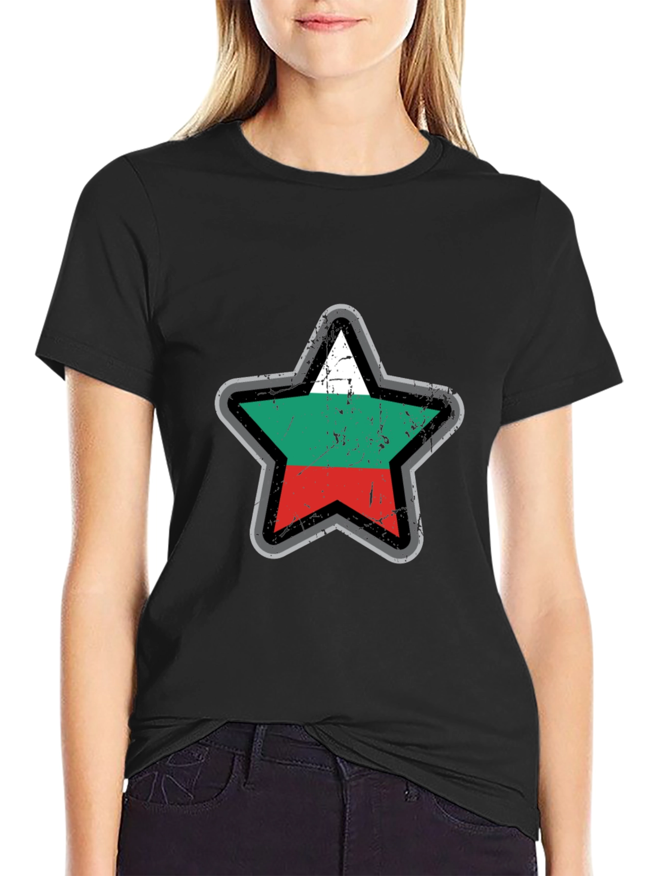 Bulgaria Flag Star T-Shirt - Grunge Style