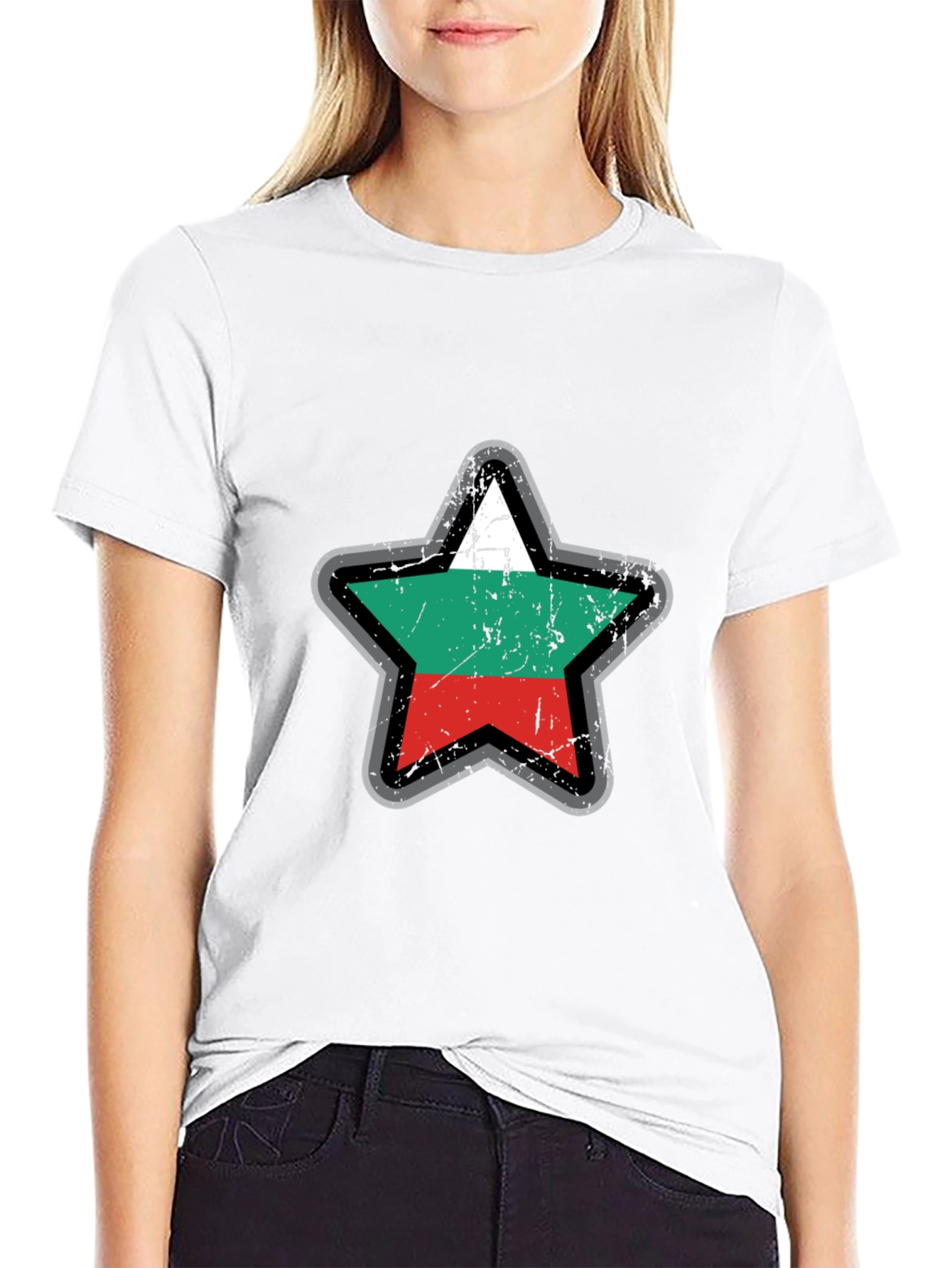 Bulgaria Flag Star T-Shirt - Grunge Style
