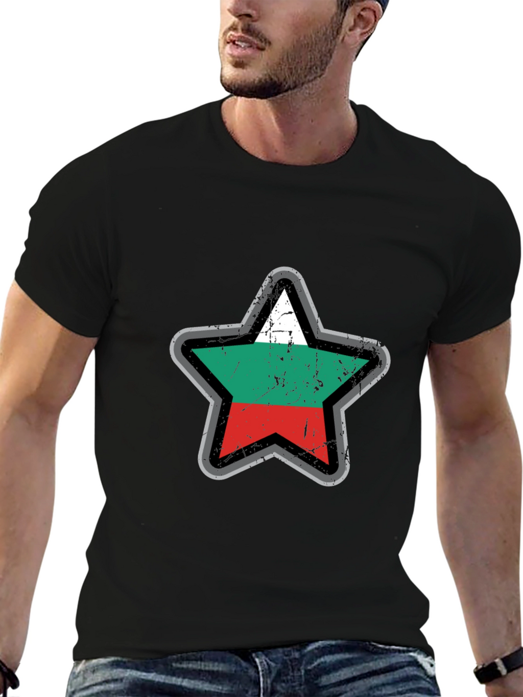Bulgaria Flag Star T-Shirt - Grunge Style