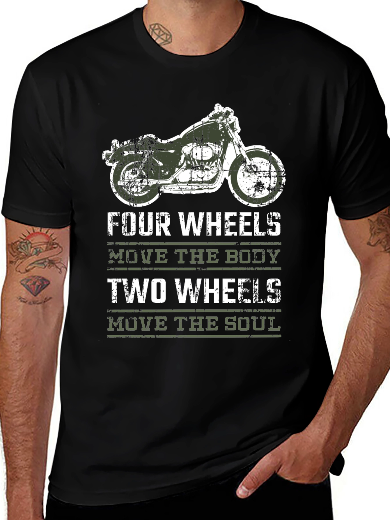 Motorcycle T-Shirt: Four Wheels Move the Body