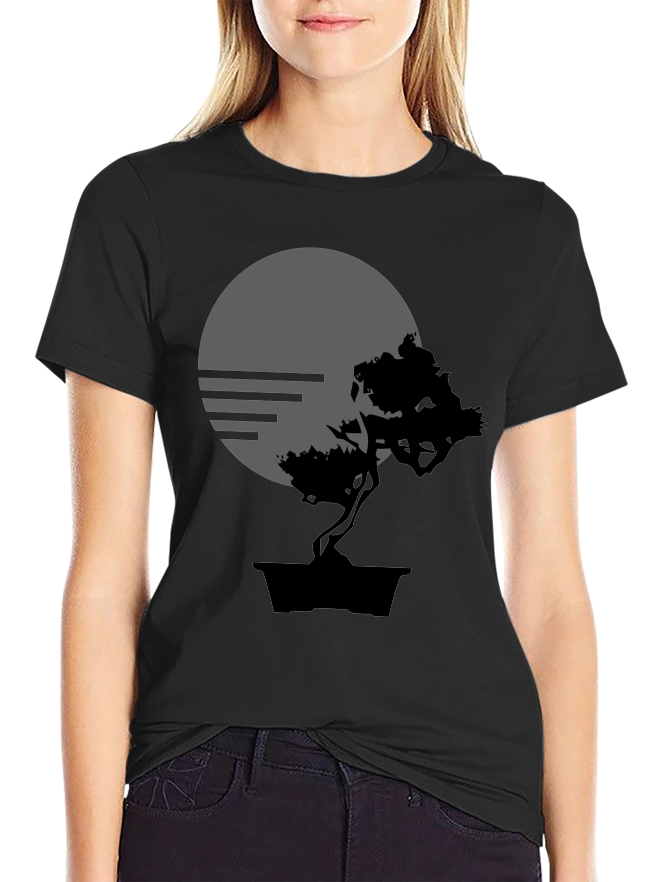 Bonsai Tree Silhouette Graphic T-Shirt