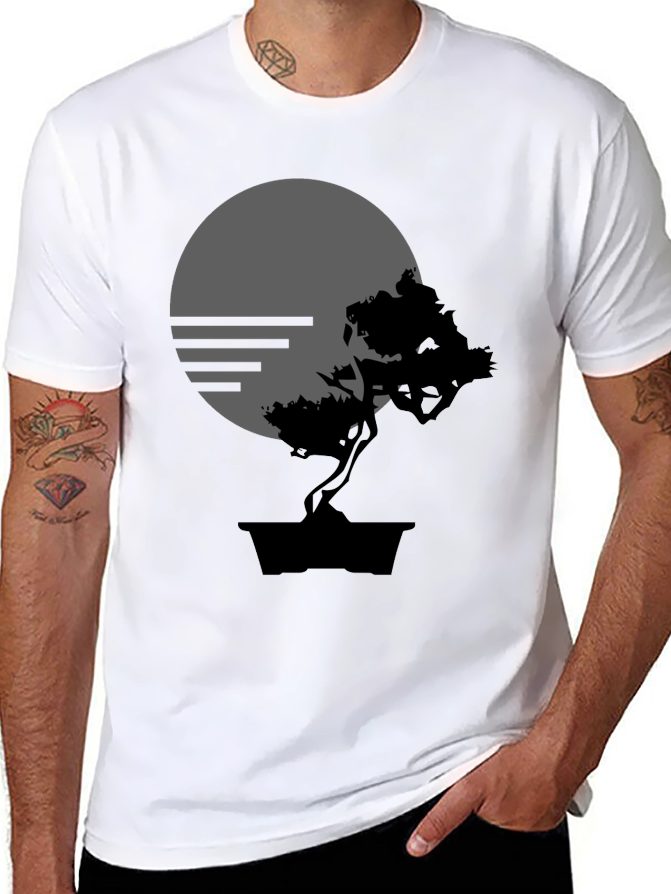 Bonsai Tree Silhouette Graphic T-Shirt