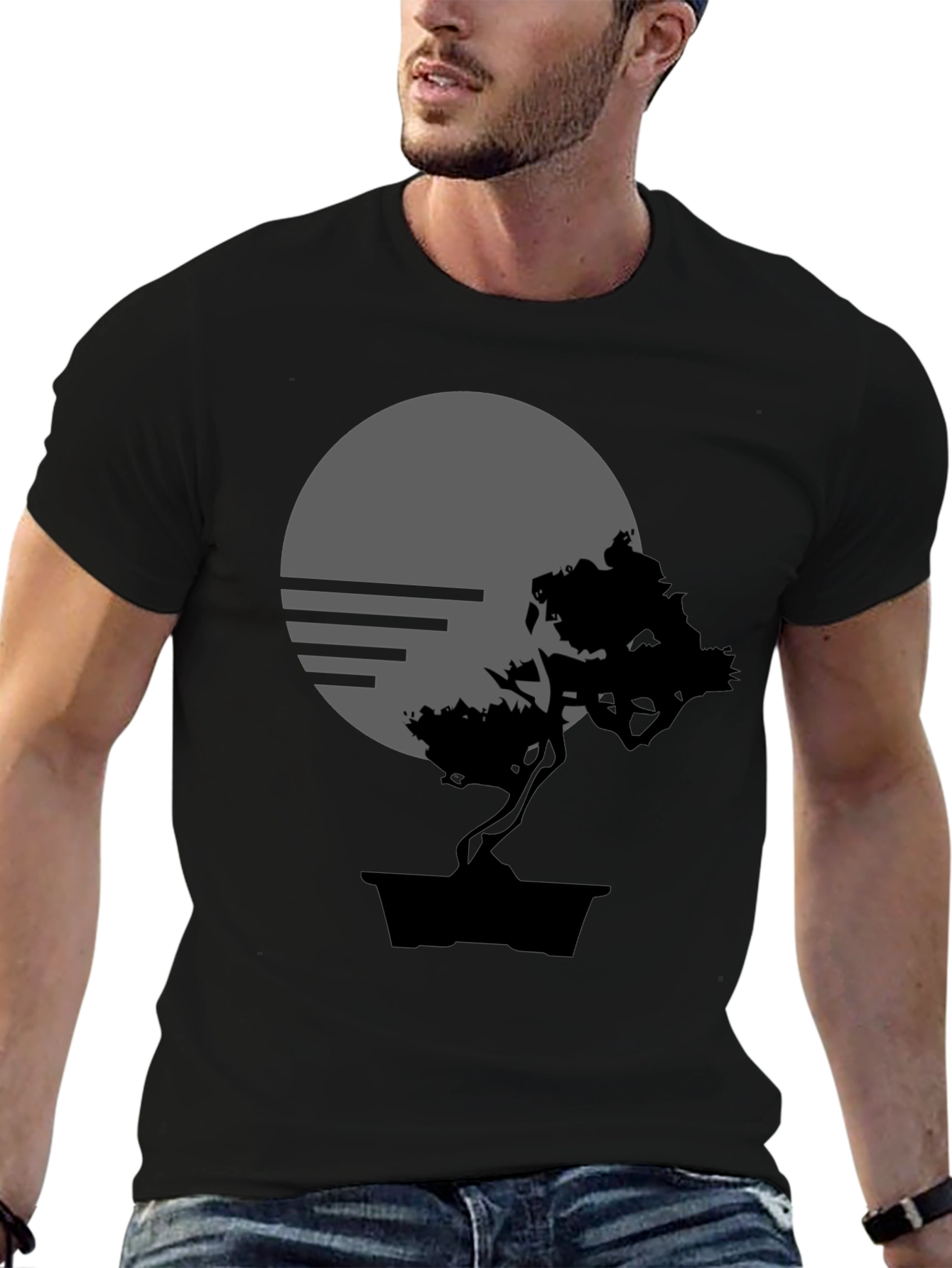 Bonsai Tree Silhouette Graphic T-Shirt