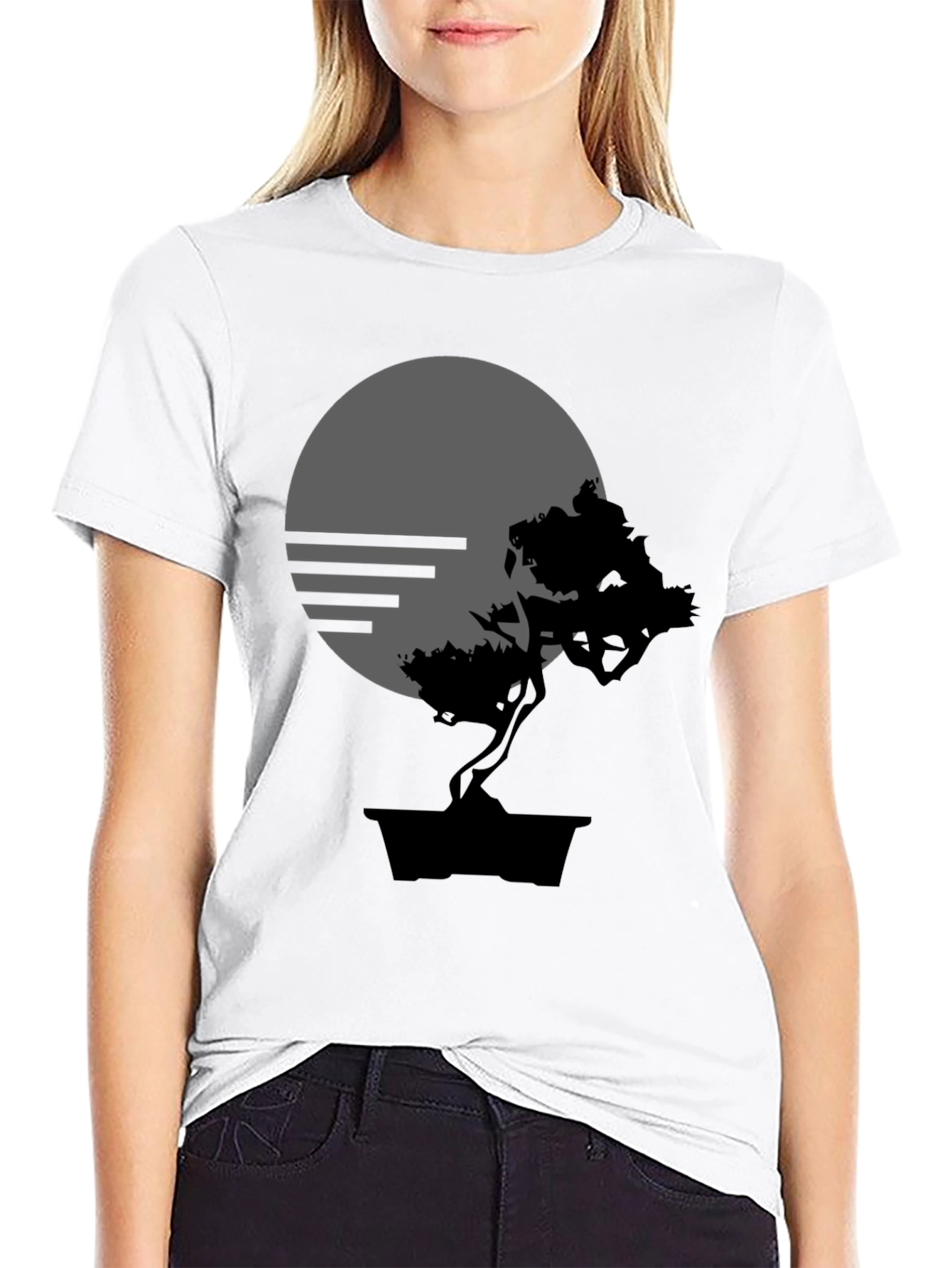 Bonsai Tree Silhouette Graphic T-Shirt