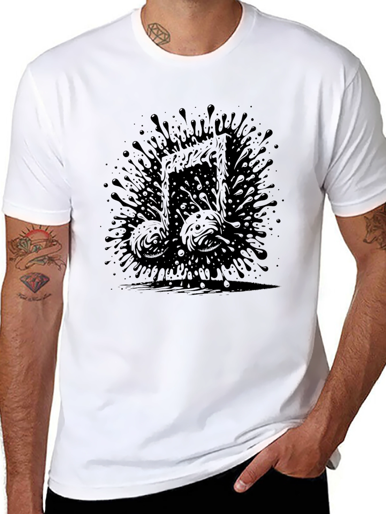 Abstract Music Note Tee - Black Graphic T-Shirt