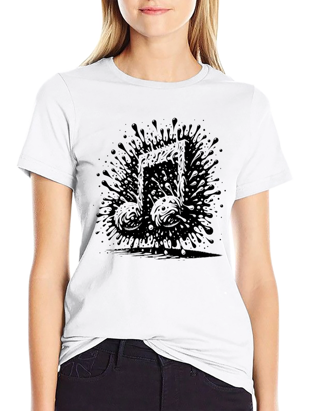 Abstract Music Note Tee - Black Graphic T-Shirt