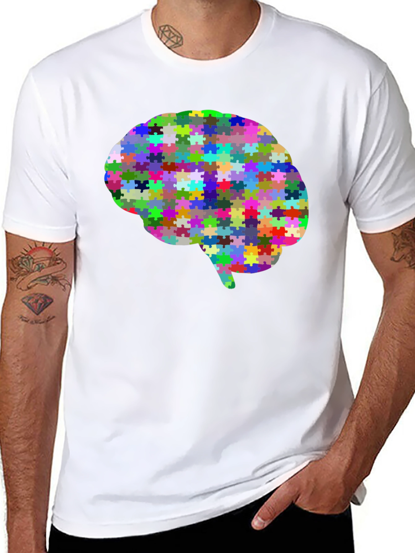 Brain Puzzle T-Shirt - Colorful Mind Tee