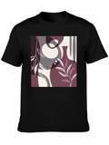 Abstract Graphic Print Black Cotton T-Shirt
