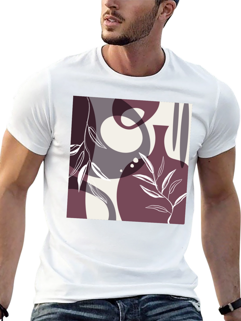 Abstract Graphic Print Black Cotton T-Shirt