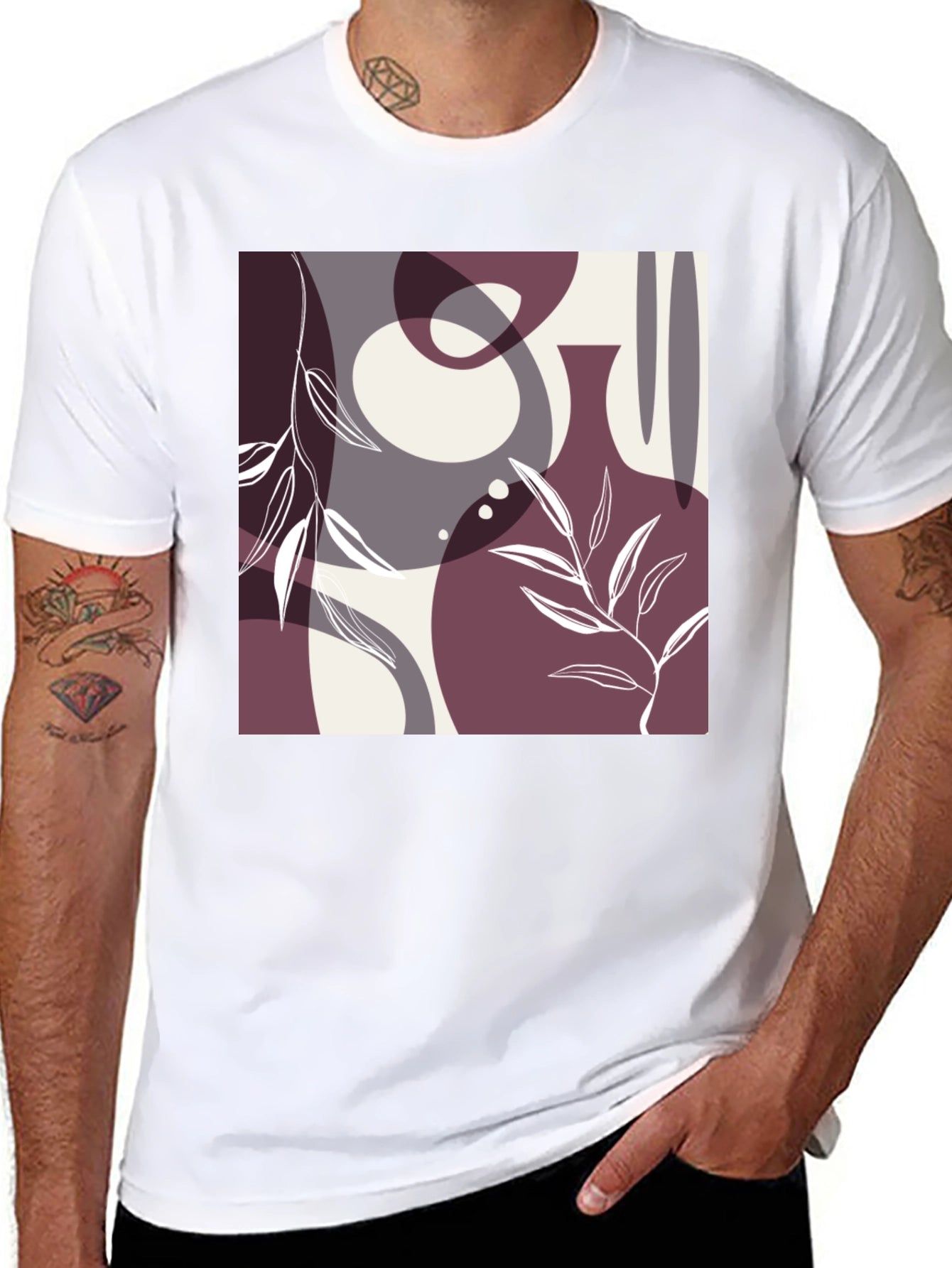 Abstract Graphic Print Black Cotton T-Shirt