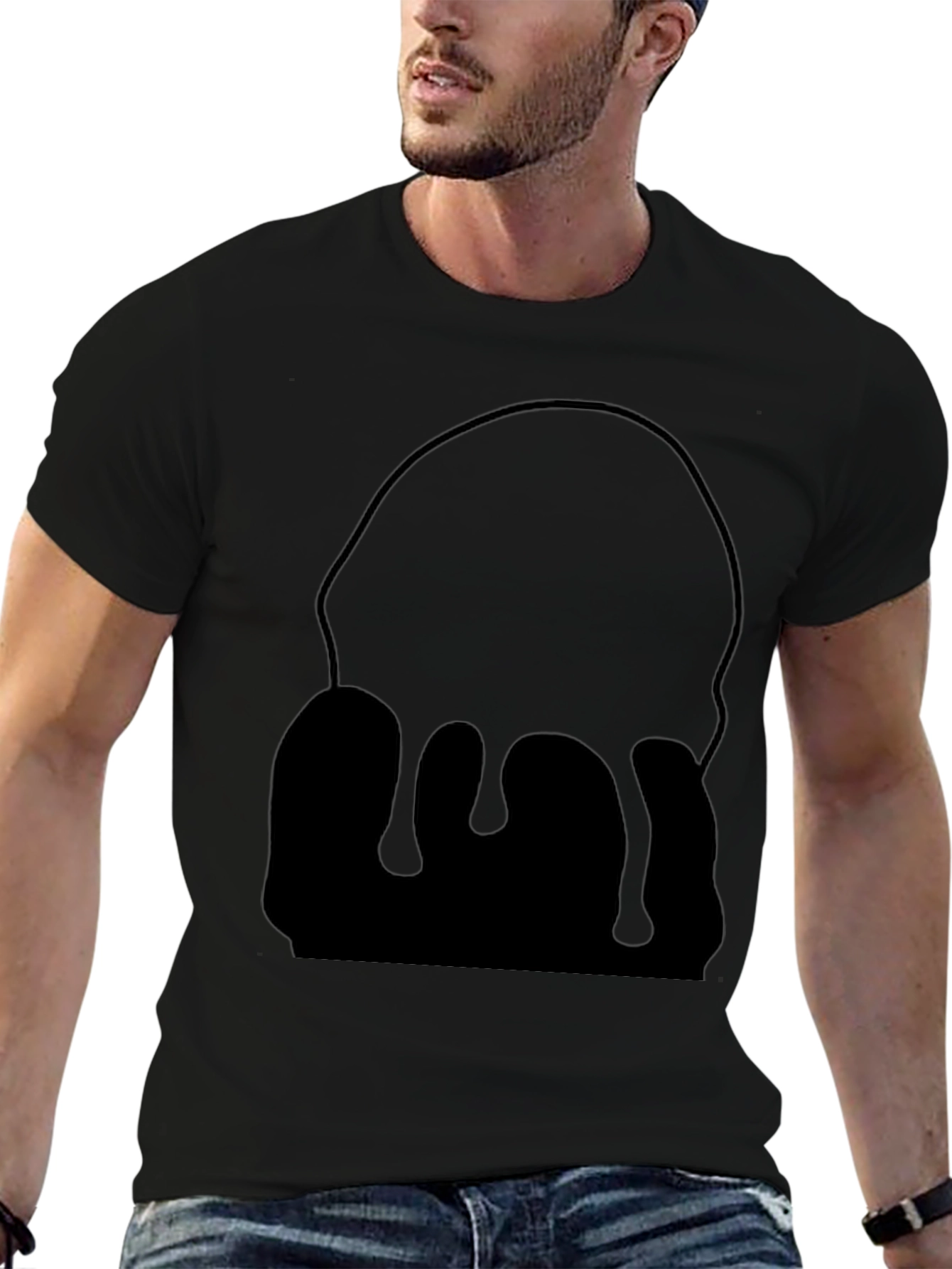 Mens Black Drip Graphic Tee - Modern Casual Style