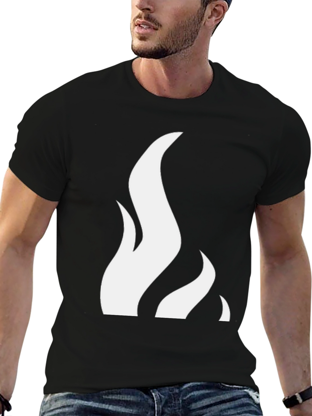 Flame Graphic Tee - Black Cotton Blend Shirt