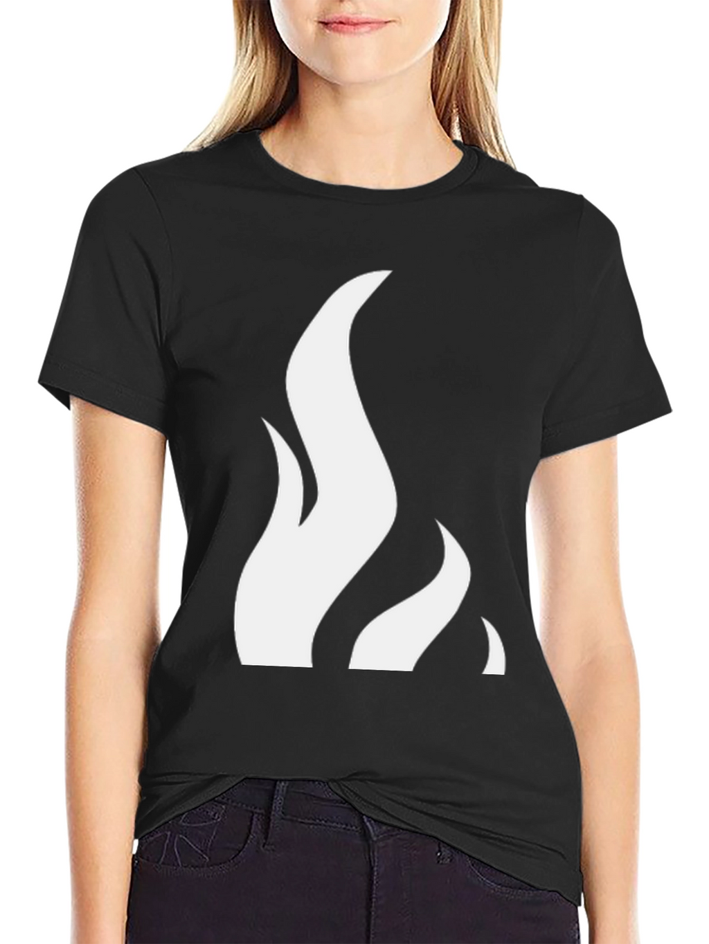 Flame Graphic Tee - Black Cotton Blend Shirt