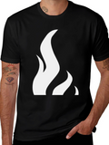 Flame Graphic Tee - Black Cotton Blend Shirt